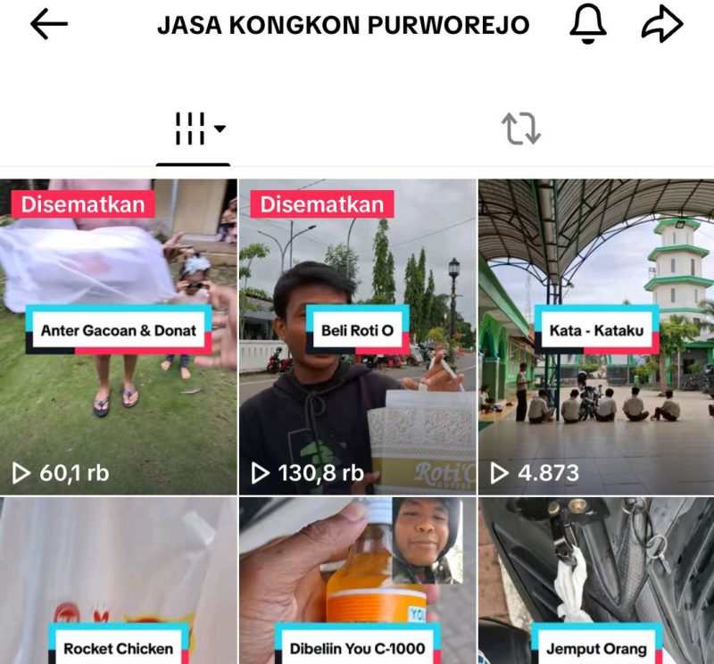 Akun tiktok Jasa Kongkon Purworejo milik pemuda Pituruh, Purworejo, Luthfi.
