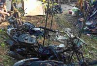 Kondisi 3 motor yang hangus terbakar di Kemiri, Purworejo.