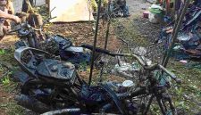 Kondisi 3 motor yang hangus terbakar di Kemiri, Purworejo.