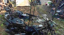 Kondisi 3 motor yang hangus terbakar di Kemiri, Purworejo.