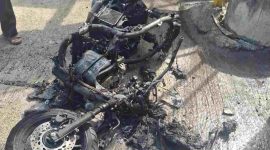 Kondisi sepeda motor NMAX yang terbakar.
