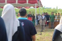 Bupati Yuli Hastuti sat memimpin langsung Apel Peringatan tingkat kabupaten Purworejo.