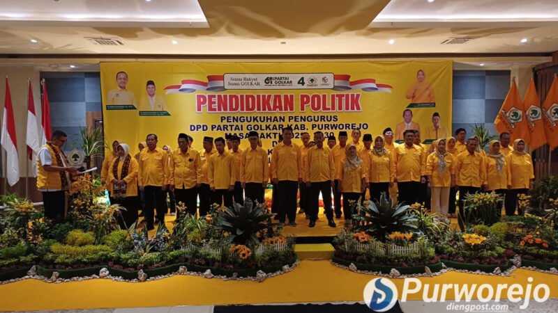 Jajaran Pengurus DPD Golkar Purworejo masa bakti 2025–2030 resmi dikukuhkan pada Minggu, 26 Juli 2026.