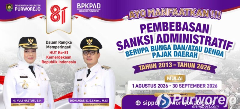Pemerintah Kabupaten Purworejo bebaskan denda pajak daerah bagi seluruh masyarakat penunggak pajak.